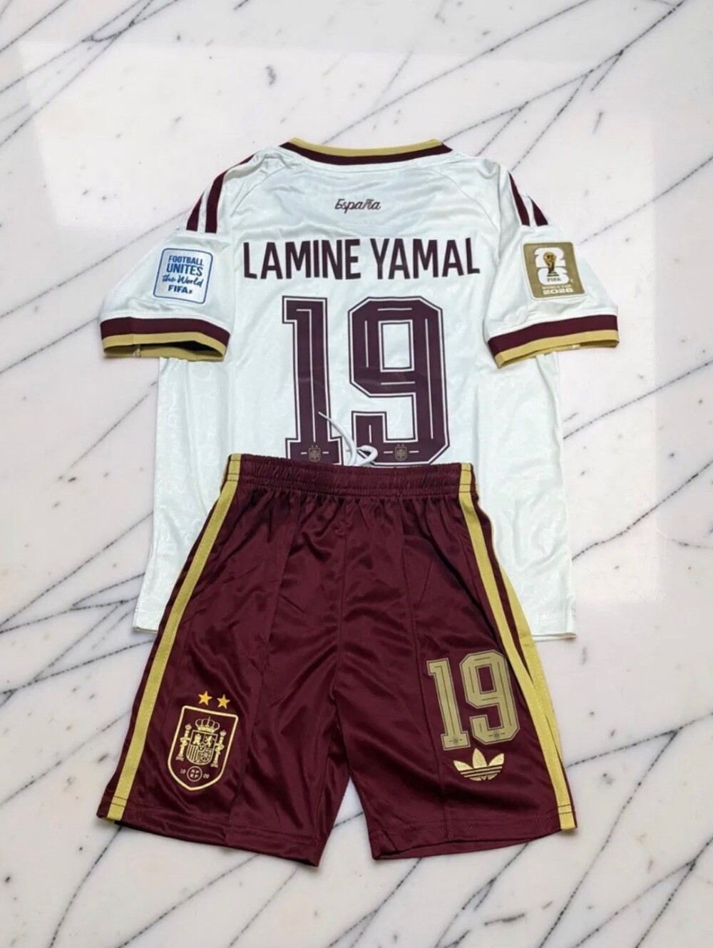 Lamine Yamal Spain 2026 World Cup Away Kids Jersey Shorts Set